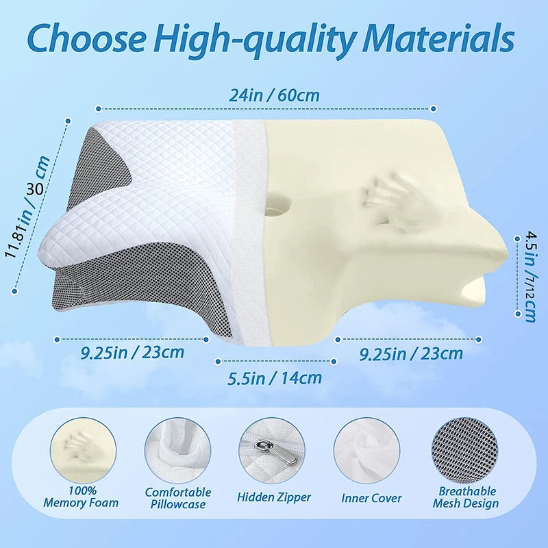 Orthopedic Memory Foam Neck Pillow for Sleep and Support