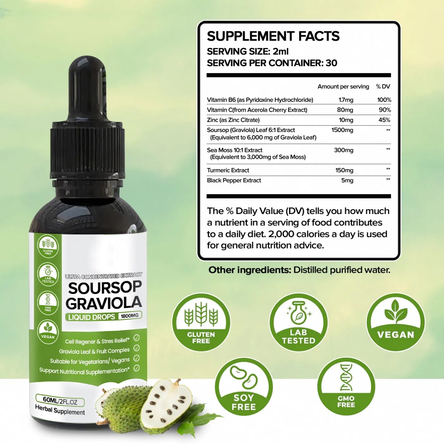 100% Pure Organic Soursop Drop Extract