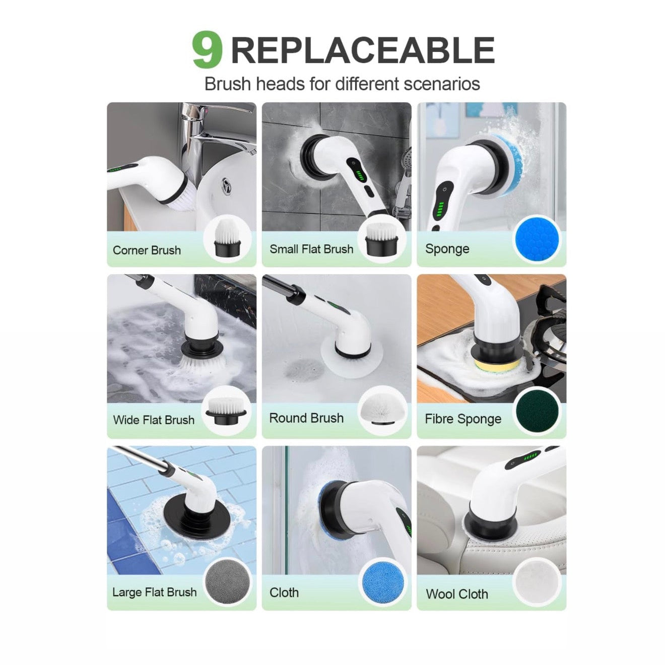 Electric Spin Scrubber, Cordless Shower Scrubber with IPX7